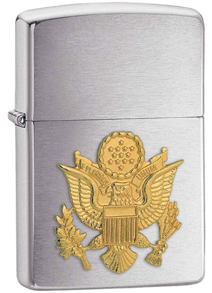 Zippo United States Army Emblem Brushed Chrome Lighter 280ARM