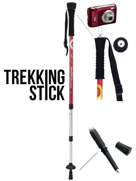Trekking Stick Camera Monopod Hiking Walking Camping Anti Shock Pole Alumin...