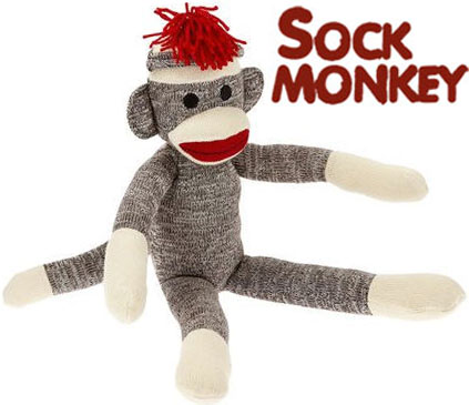 Sock Monkey Red Heel Doll 20" Stuffed Plush Tall Original Vintage Retro Animal